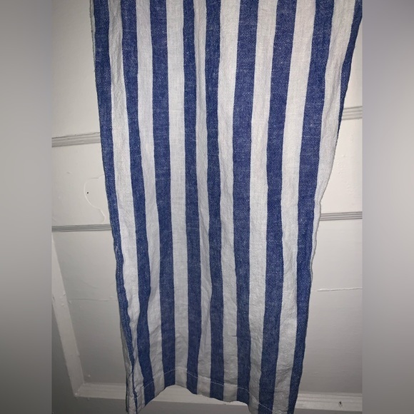 J. Crew‎ factory Linen-cotton paper-bag pant | blue and white striped | size 4 - Picture 15 of 15
